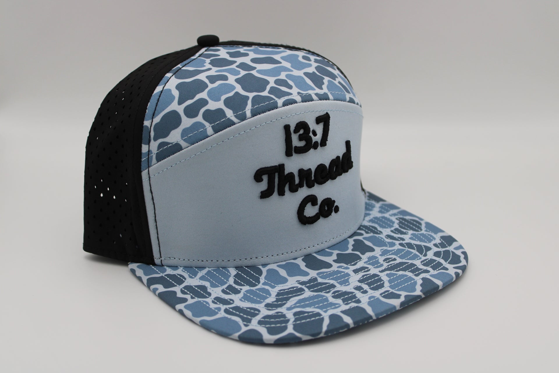 Blue Camo - 13:7 Black Puff Lettering