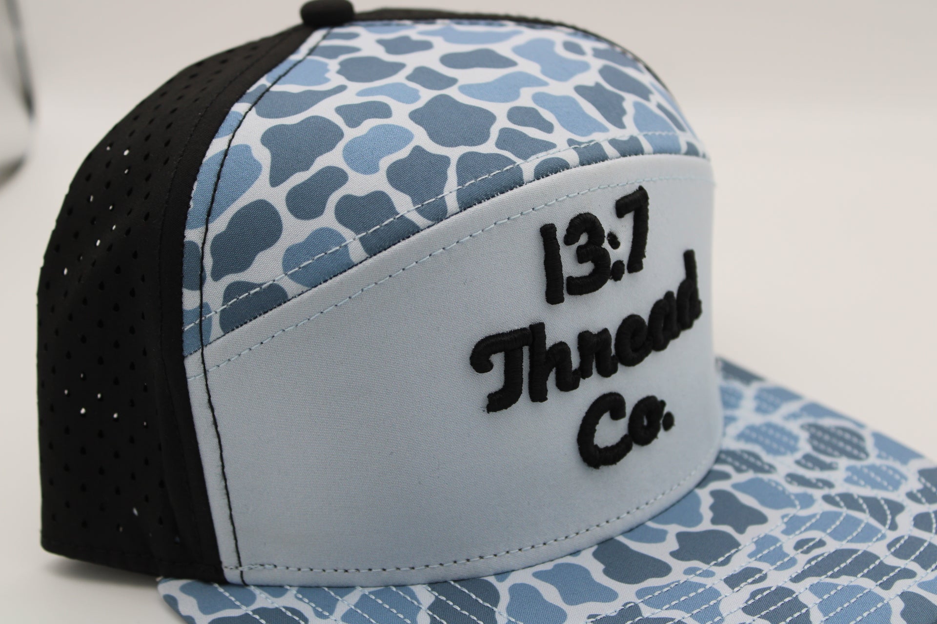 Blue Camo - 13:7 Black Puff Lettering